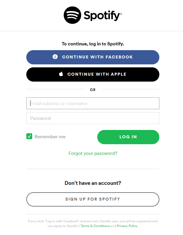 create a spotify login